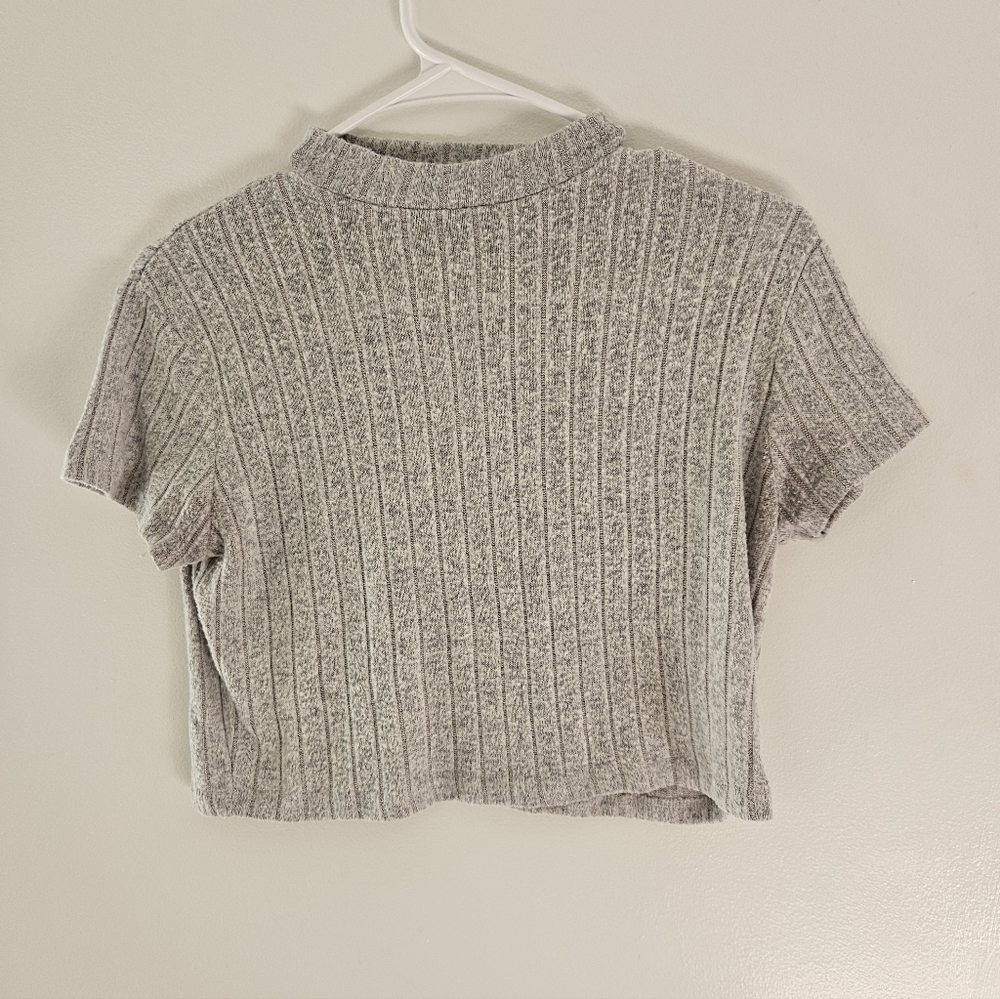 Cotton On Light Gray Ribbed Crop Top
